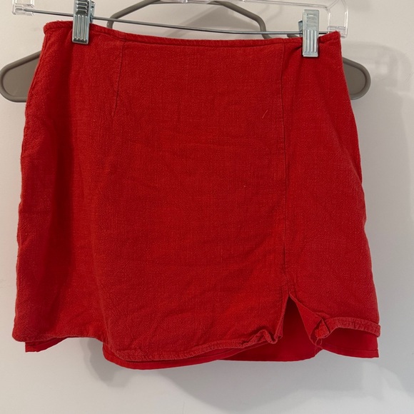 Lulus Effortless Outlook Red Linen Mini Skirt - Size XS - Picture 2 of 8